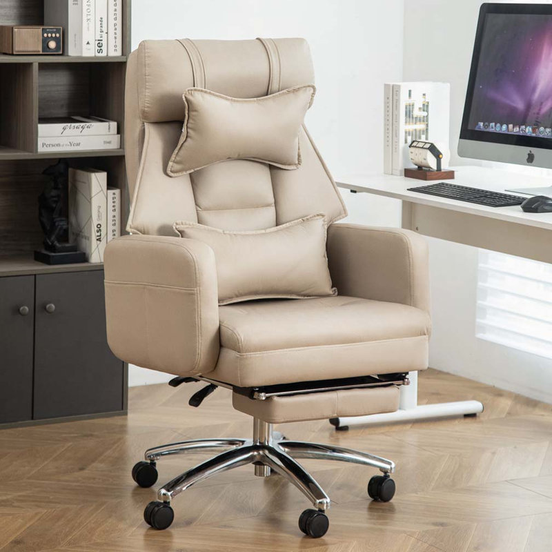 Chaise de bureau pivotante et ergonomique, Beige