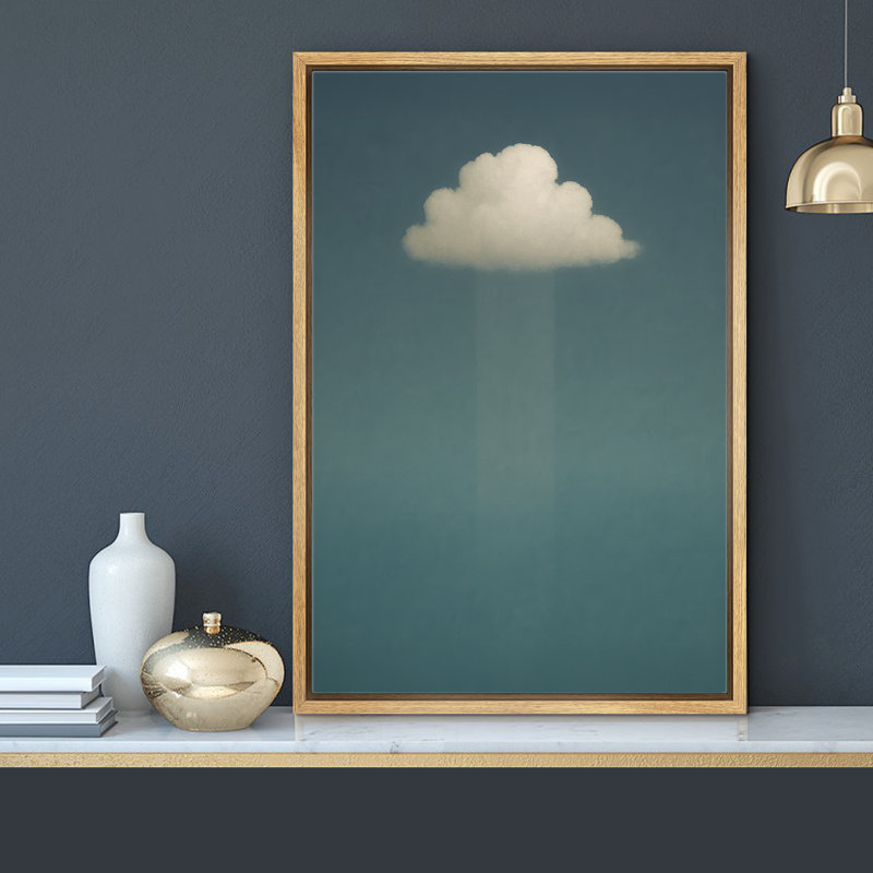 Nuage minimal sur fond bleu, décoration murale moderne, impression sur toile encadrée, H 36 po x l 24 po x P 1,5 po