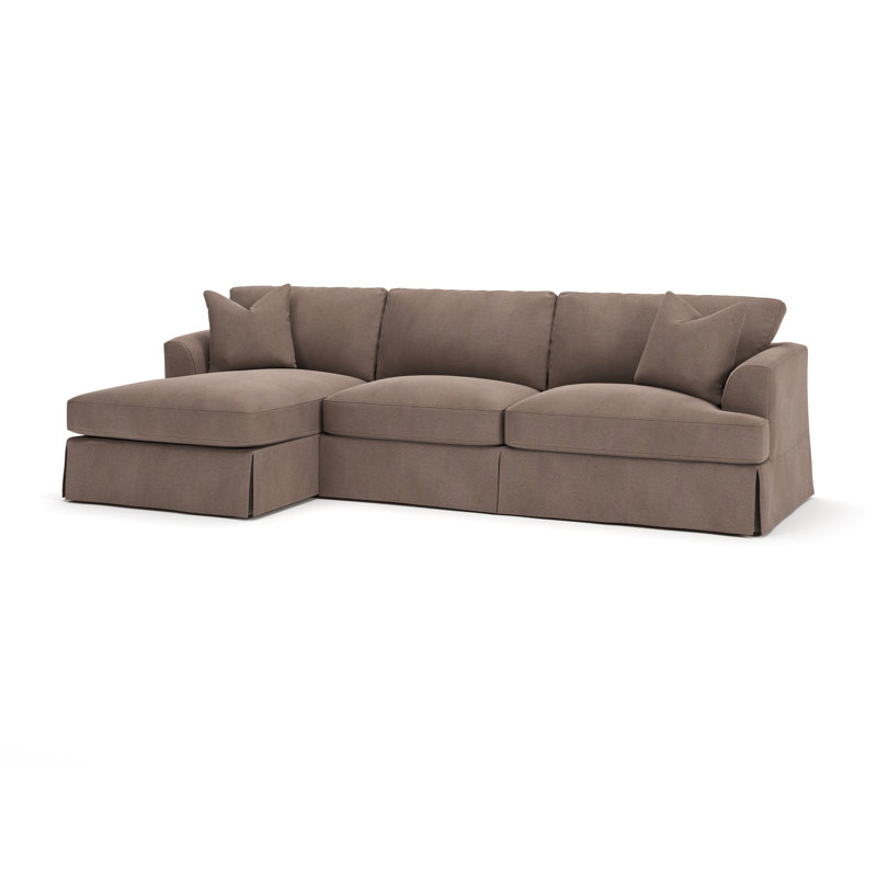 Lucia Chaise Sectional, Left Hand Facing, Bella Cocoa Performance Velvet