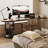 Nut-brown Half-circle Solid Wood desks-107971829