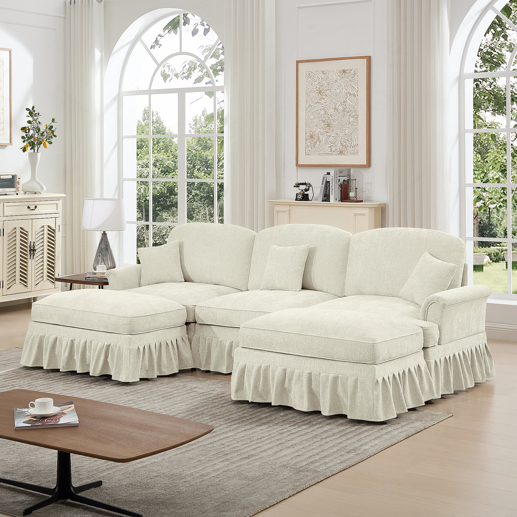 August Grove Classic Comfy Modular U Shape Sectional Sofa With Flared ...