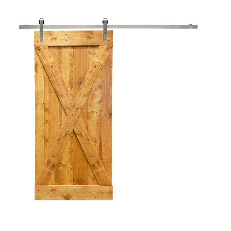 Porte de grange peinte en bois avec ensemble de quincaillerie d’installation, Érable colonial