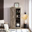 Armoire de rangement haute - Porte de grange rustique garde-manger gris 39,94 * 15,4 * 74,4, organisateur polyvalent avec tablettes personnalisables-1647546261