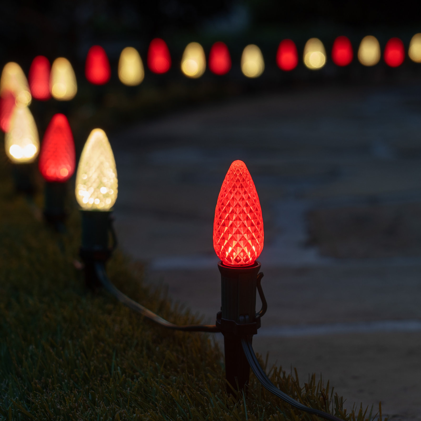 C9 OptiCore LED Pathway Lights, 50 feet, Red/Warm White