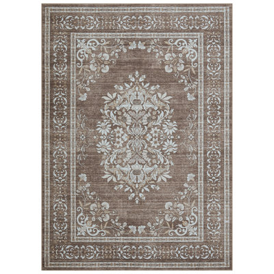 Area Rugs Living Room Washable Vintage Rug Neutral Non-Slip Soft Stain Resistant Indoor Carpet for Bedroom Nursery Dining Room