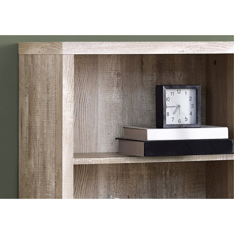Bibliothèque contemporaine 5, taupe, 48 po de hauteur, bureau et chambre à coucher, rangement industriel H 48 po à 5 niveaux, rangement, style, capacité abondante