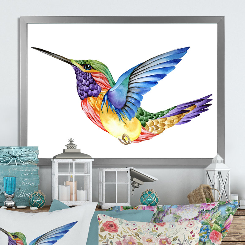 Humming Bird - Cadre photo, impression sur toile, H 16 po x l 32 po x P 1 po, Cadre photo argenté