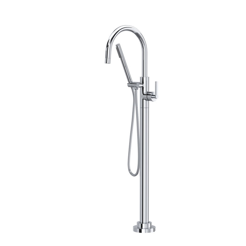 Lombardia Single Hole Floor Mount Tub Filler Trim, Polished Chrome