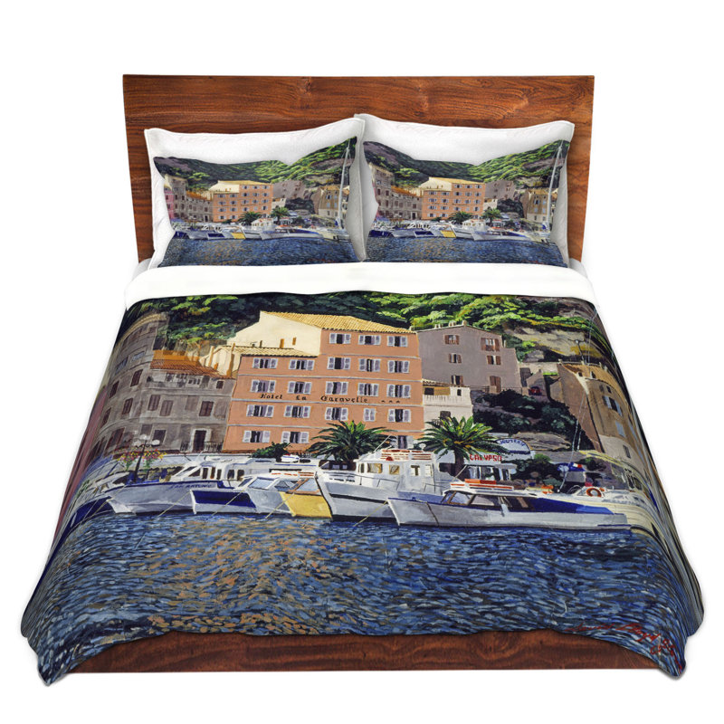 Housses de couette en microfibre David Lloyd Glover Riviera Morning, Housse de couette pour grand lit et 2 taies décor