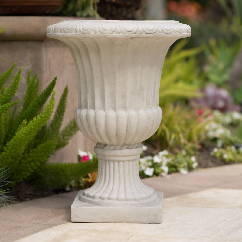 Pot à fleurs en composite Rigoberto, Blanc antique, Individuel