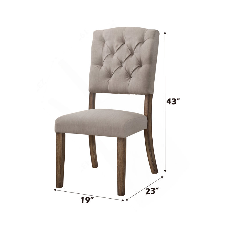 Chaise d'appoint Bernard et gris clair (avec une nuance beige subtile) (ensemble de 2), Chêne