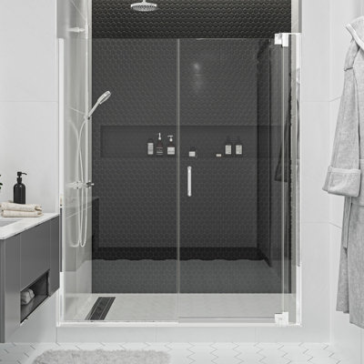  Flex X Duo 60 - 63 x 72" Frameless Pivot Shower Door 3/8" and 5/16" Flex X Clear Tempered Glass