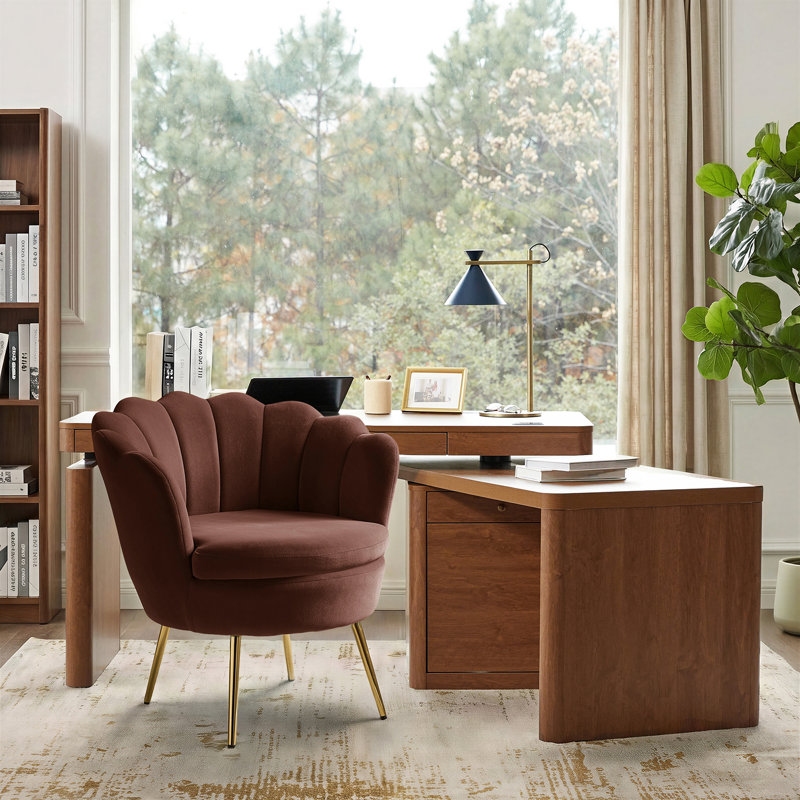 Chaise de travail en velours avec design ergonomique Louise, Brique brûlée