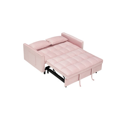 3-in-1 Modern Velvet Sofa Bed - Pull-out Design, Pillow & Pockets, Small Love Seat​