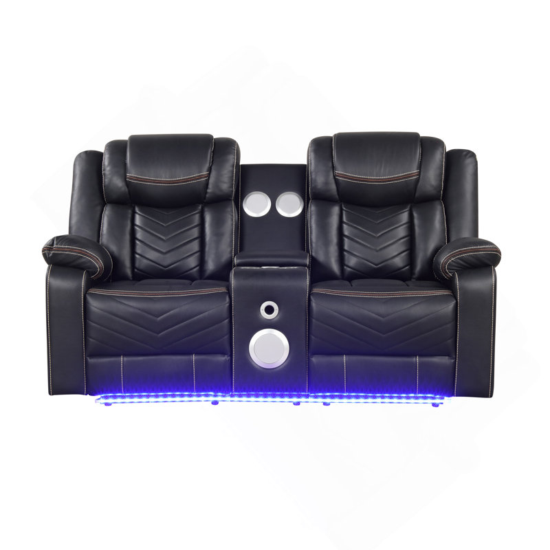 Causeuse inclinable électrique moderne avec console, rangement, porte-gobelet en acier inoxydable et haut-parleur Bluetooth