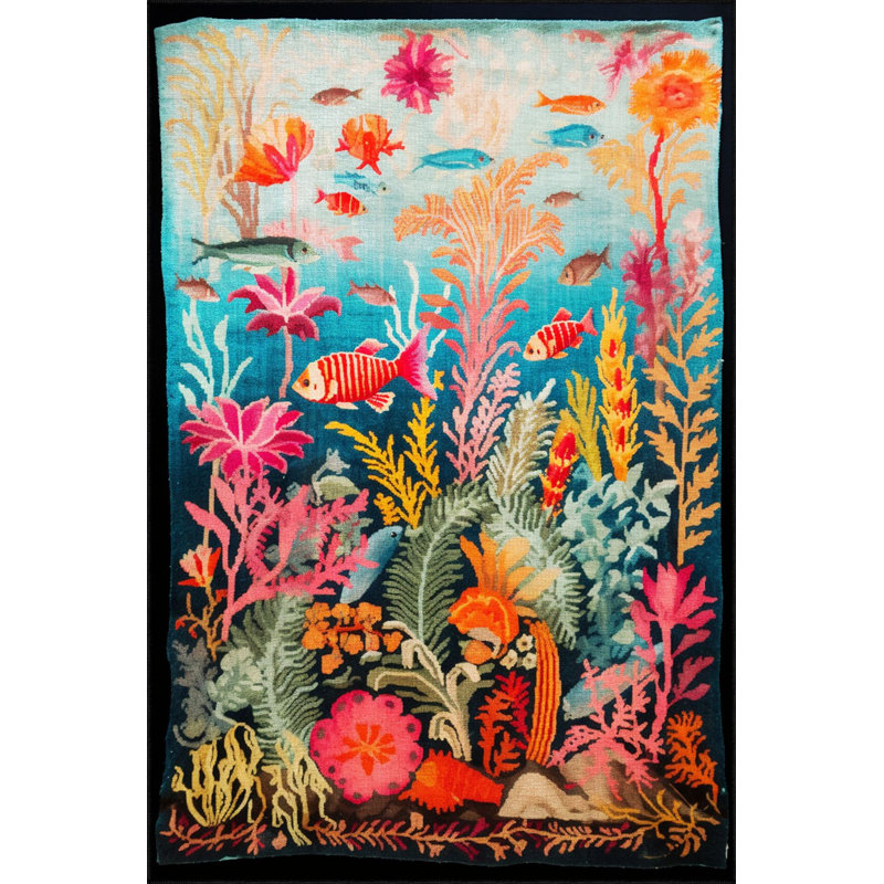 Tapis décoratif multicolore à motif de fleurs multicolores et lavables avec motif de franges