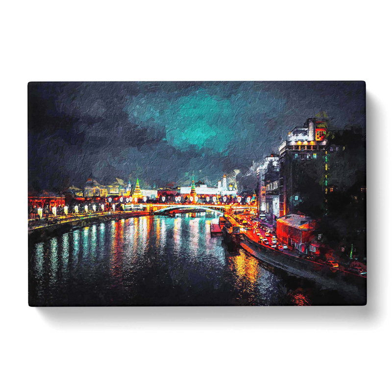 Moscow At Night - Wrapped Canvas Painting, 35cm H x 50cm W x 3cm D