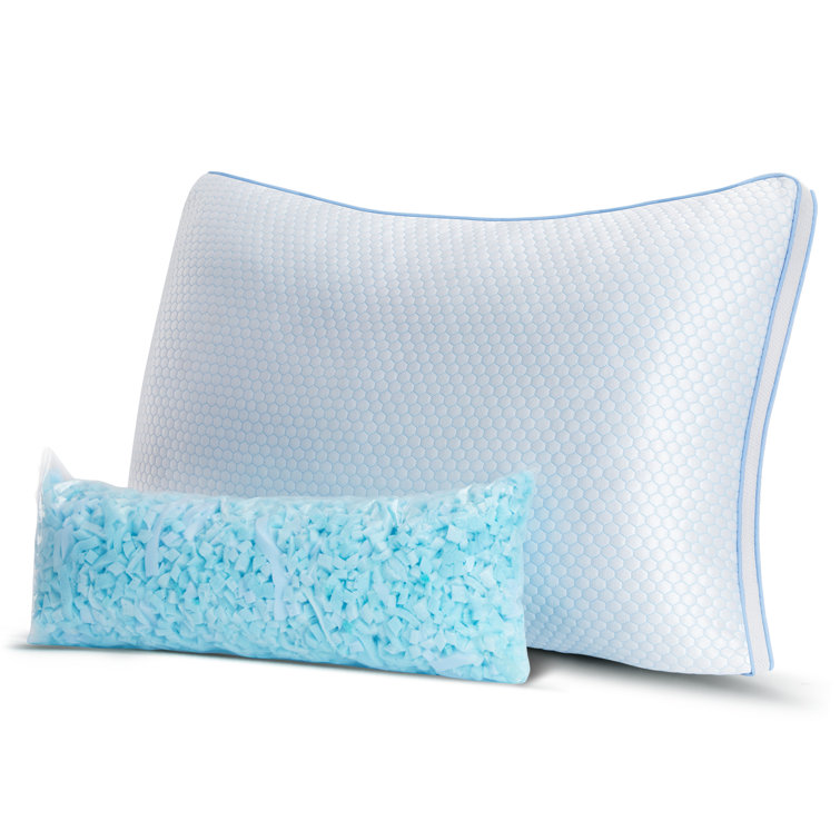  Cooling Bed Pillows for Sleeping 2 Pack Shredded Memory Foam  Pillows - Adjustable Pillows Queen Size Set of 2 for Side Back Sleepers -  Luxury Extra Comfy Gel Pillows with Washable