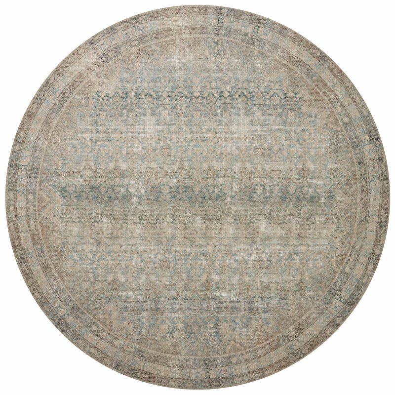 Angela Rose x Loloi Aubrey Jade / Natural Area Rug, Round 5'