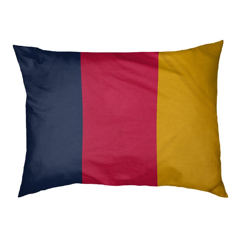 Coussin Washington, Moyen (l 28 po x P 18 po x H 9,5 po), Bleu marine / rouge écarlate / doré