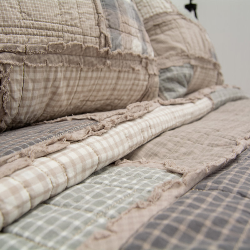 Smoky Cobblestone Gray Cotton Reversible Full Quilt