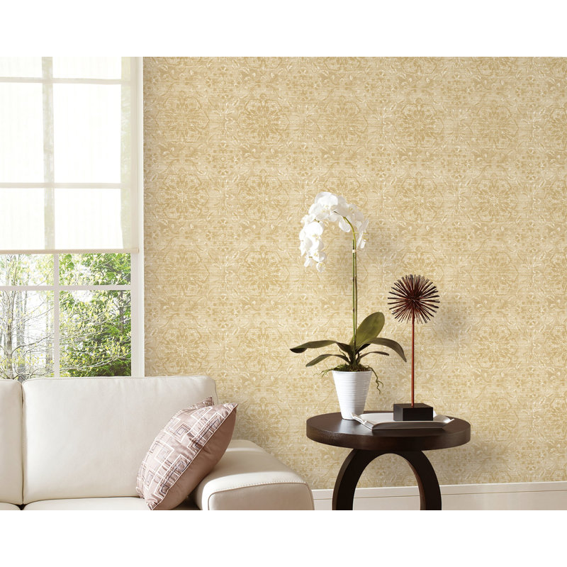 Elegance Collection Floral Stripe Shimmer Finish Wallpaper Roll, Gray