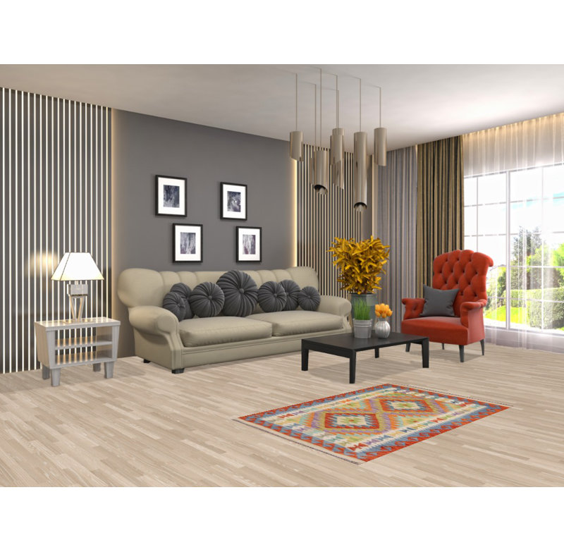 Multolor Wool Kilim Oriental Foyer Rug 3x4
