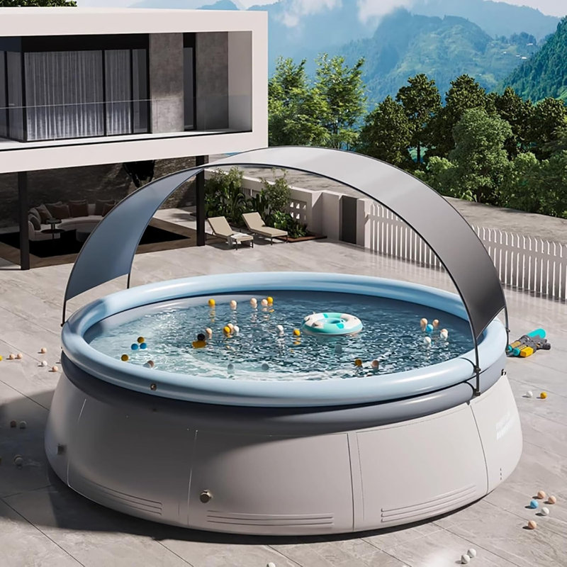 iyofe Family-Sized Round Swimming Pool, 15min Setup, Perfect for Summer Backyard Fun!, 118.11" W x 25.98" H