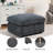 38" Wide Dark Gray Corduroy Living Room Pholstered Ottoman-129467317
