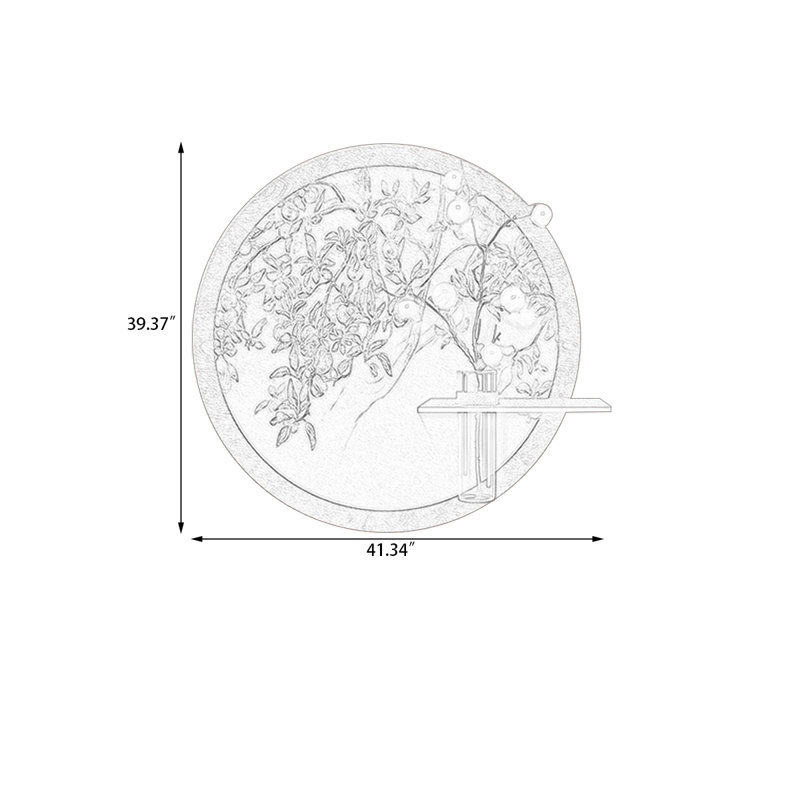 Café rond, art mural grès, H 39,37 po x l 41,34 po
