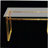 51" Modern Minimalist Rectangular Glass Dining Table for 4-6 with 0.31" Tempered Glass Tabletop and Golden Chrome Metal Legs-552679393