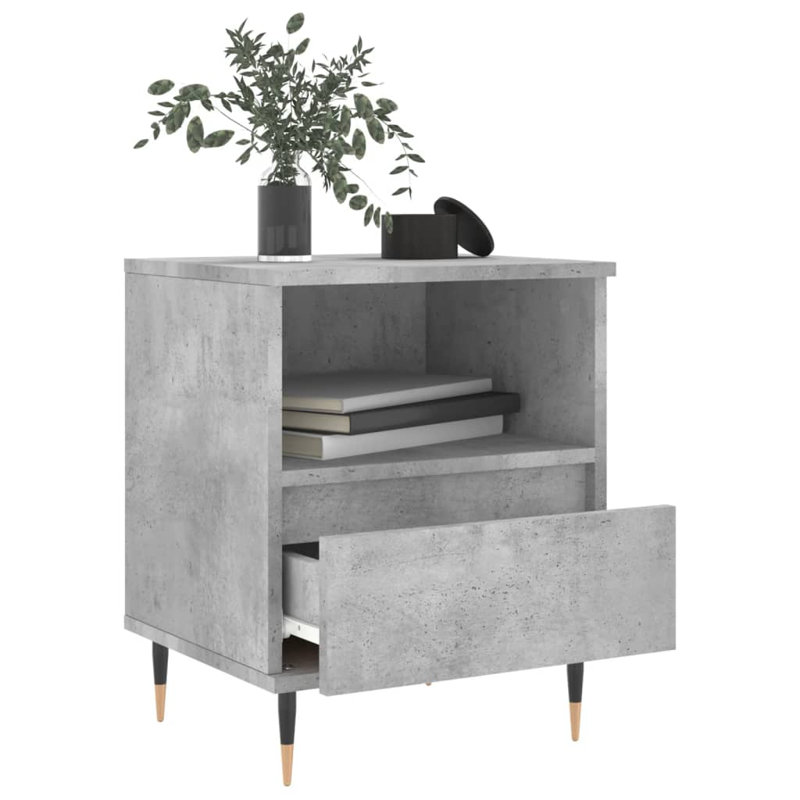 Mushaim 40 cm W Bedside Table, Concrete Grey, Set of 2