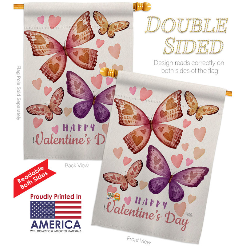 Drapeau de maison 28 po x 40 po Butterflies Loves