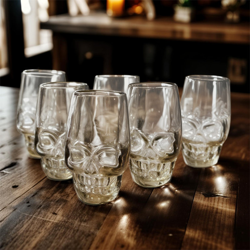 Ensemble de 6 verres à liqueur Skull, Clair