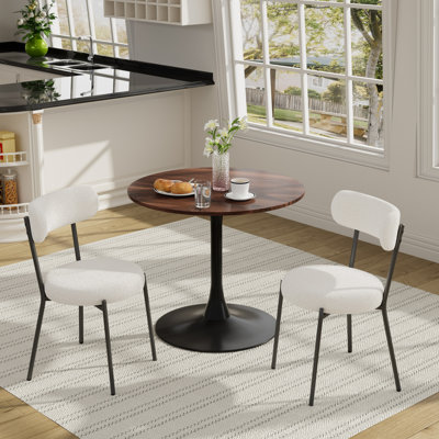 3-Piece Modern Round Dining Set For Kitchen Dining Room Small Spaces