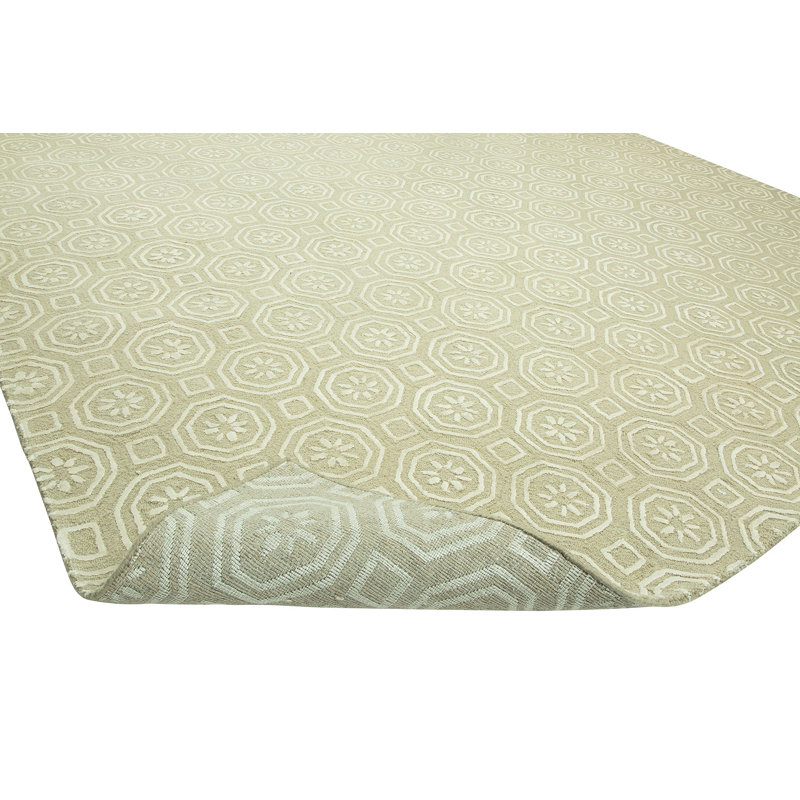 Wool Geometric Area Rug in Beige, Rectangle 8' x 10'