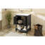 Meuble-lavabo de luxe moderne de 24 pouces avec lavabo en céramique, armoire épurée, dossier ouvert pour la plomberie, articles de toilette élégants à finition brillante, serviettes à tablettes, compartiment fermé-130612042