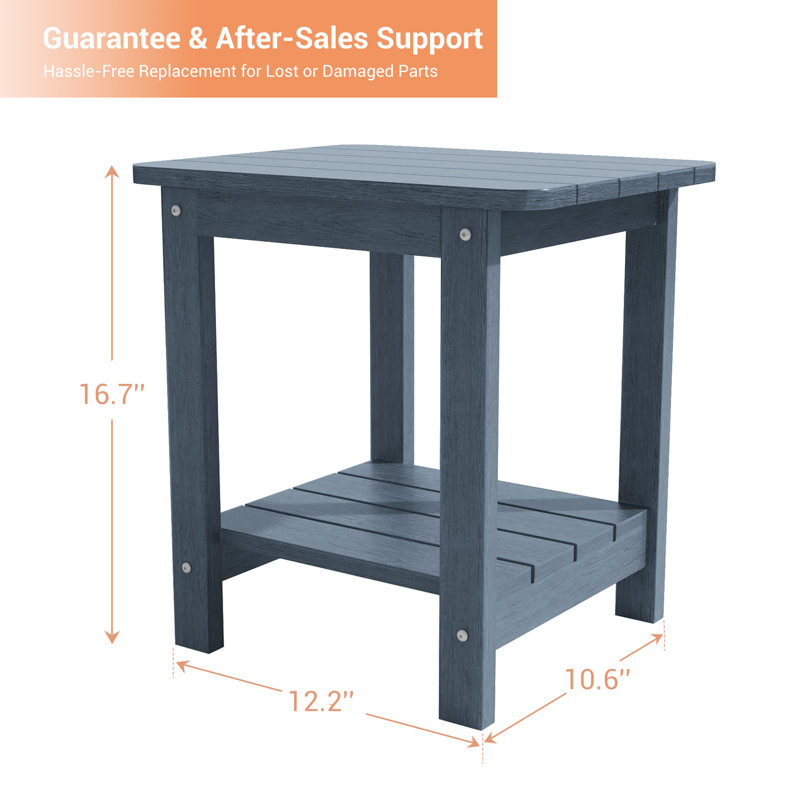 Table d'appoint rectangulaire pour l'extérieur, table d'appoint pour patio à 2 niveaux en PEHD, petite table de bout Adirondack pour la pelouse du jardin