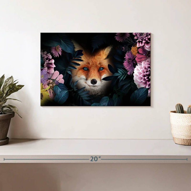 Brampt Floral Red Fox, 8" H x 12" W
