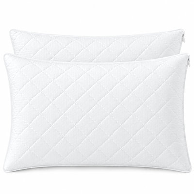 Cotton King Waterproof Pillow Protectors, Set of 2, 100% Cotton Diamond Quilted Pillow Covers with Zipper Closure, Soft Breathable Machine Washable Pillow Protectors by Domestique