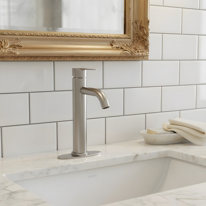 3 Hole Bathroom Sink Faucet with 2 Handles and Pop Up Drain, Brushed Nickel