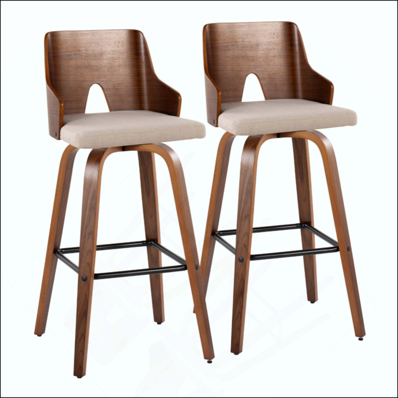 Tabouret de bar à hauteur fixe avec pivotant, repose-pieds carré en métal - ensemble de 2