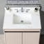 Dessus de meuble-lavabo de salle de bain blanc 37 po - Pierre frittée avec évier central rectangulaire, dosseret de 4 po, trous de robinet pré-percés, sophistication