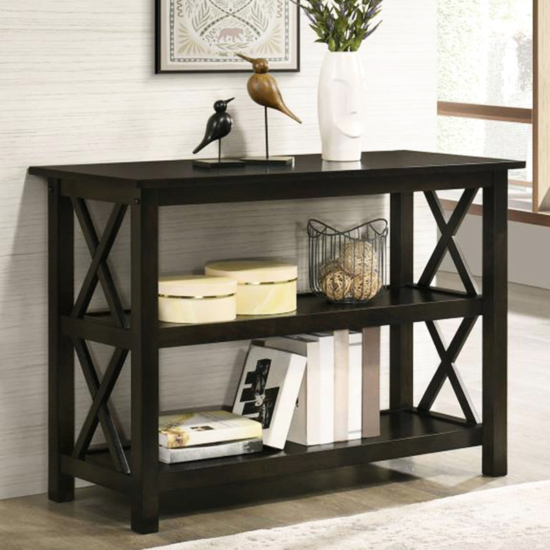 2-Shelf Wood Entryway Console Table, Deep Merlot