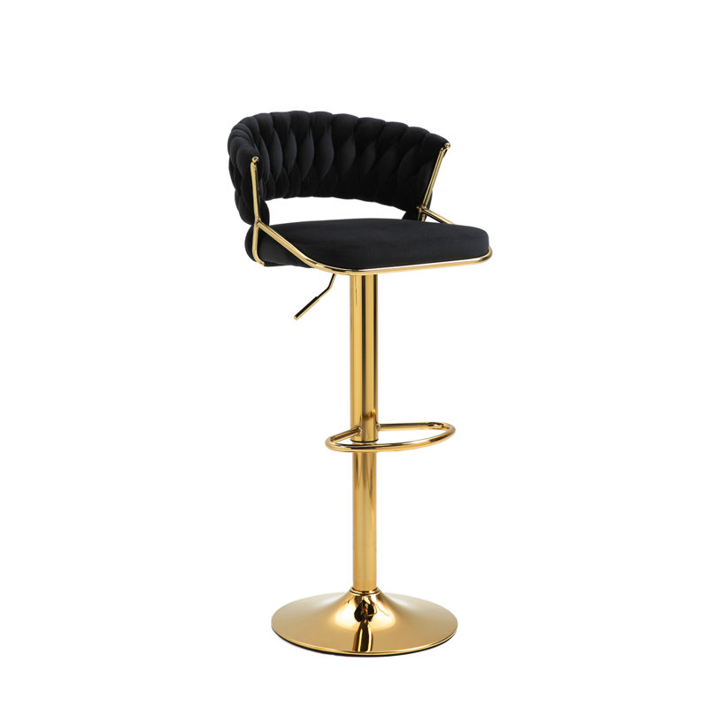 Ginko Height Adjustable Swivel Bar Stool, Gold, Black