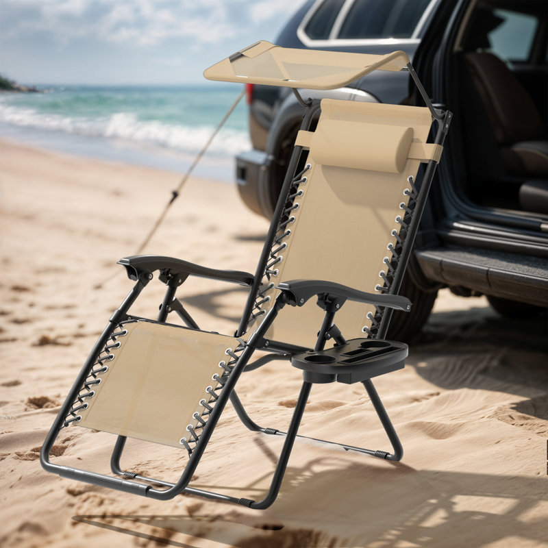 Zero Gravity Chair With Canopy Shade 330 Lb Capacity Adjustable Recliner Headrest For Outdoor Patio Or Beach, Blue