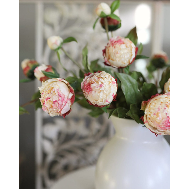 Soft Yellow Peony 19", Pink/White