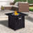 Fire Pit Table, 32-Inch Square 50,000 BTU Auto-Ignition Propane Gas Firepit With Waterproof Cover