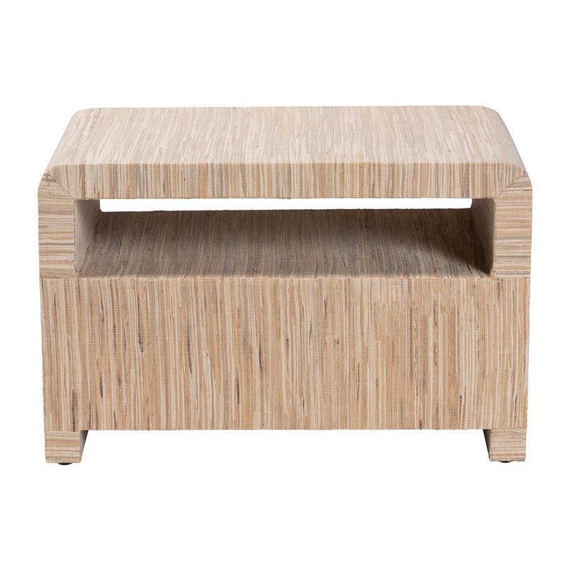 Table de chevet bohémienne tissée à 1 tiroir