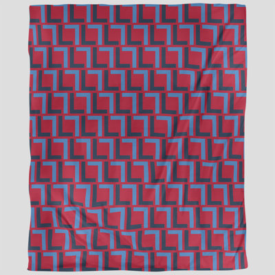 Housse de couette géométrique en microfibre - bleu blanc doré, douce avec attaches de coin
